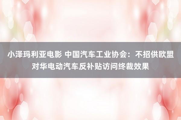 小泽玛利亚电影 中国汽车工业协会：不招供欧盟对华电动汽车反补贴访问终裁效果