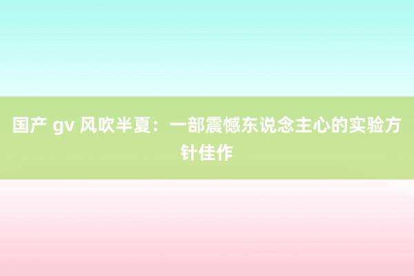 国产 gv 风吹半夏：一部震憾东说念主心的实验方针佳作
