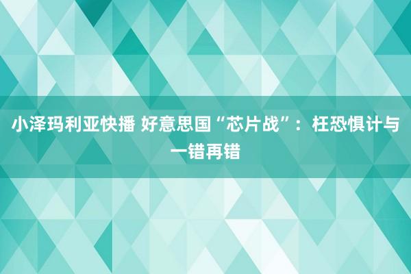 小泽玛利亚快播 好意思国“芯片战”：枉恐惧计与一错再错