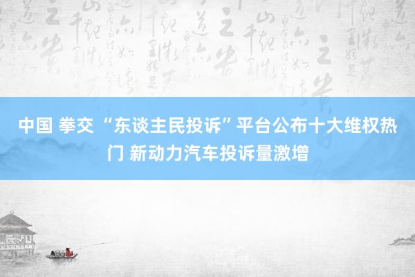 中国 拳交 “东谈主民投诉”平台公布十大维权热门 新动力汽车投诉量激增