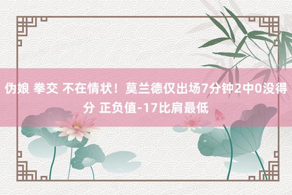 伪娘 拳交 不在情状！莫兰德仅出场7分钟2中0没得分 正负值-17比肩最低