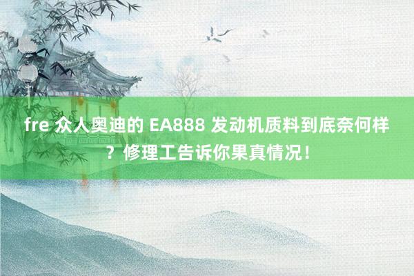 fre 众人奥迪的 EA888 发动机质料到底奈何样？修理工告诉你果真情况！