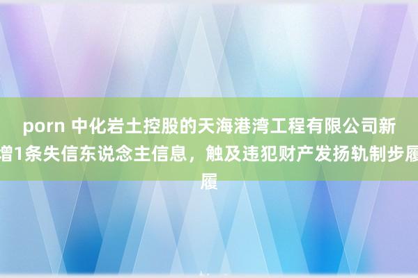 porn 中化岩土控股的天海港湾工程有限公司新增1条失信东说念主信息，触及违犯财产发扬轨制步履