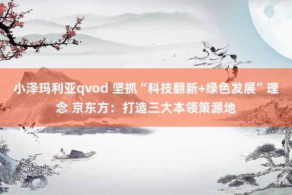 小泽玛利亚qvod 坚抓“科技翻新+绿色发展”理念 京东方：打造三大本领策源地
