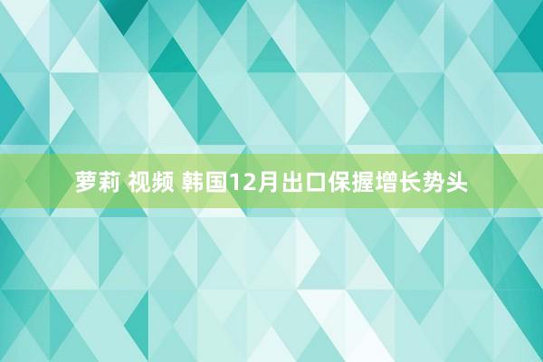 萝莉 视频 韩国12月出口保握增长势头