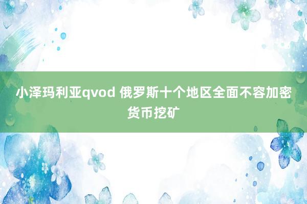 小泽玛利亚qvod 俄罗斯十个地区全面不容加密货币挖矿
