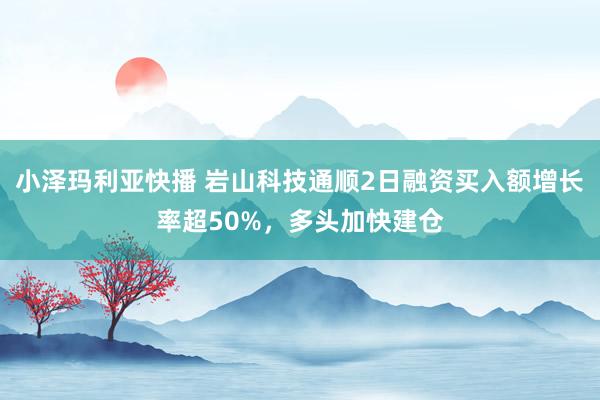 小泽玛利亚快播 岩山科技通顺2日融资买入额增长率超50%，多头加快建仓