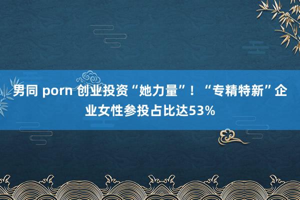 男同 porn 创业投资“她力量”！“专精特新”企业女性参投占比达53%