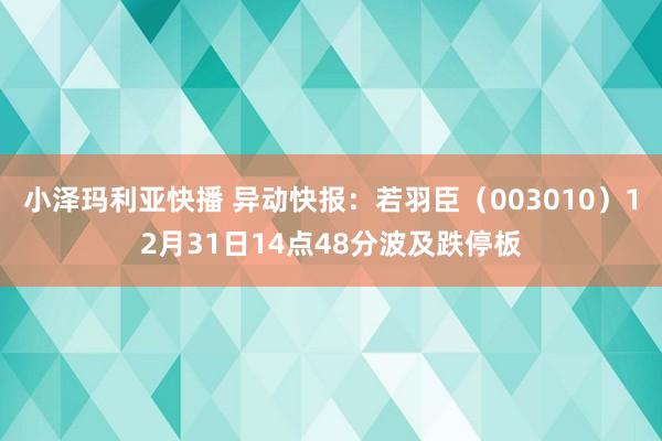 小泽玛利亚快播 异动快报：若羽臣（003010）12月31日14点48分波及跌停板