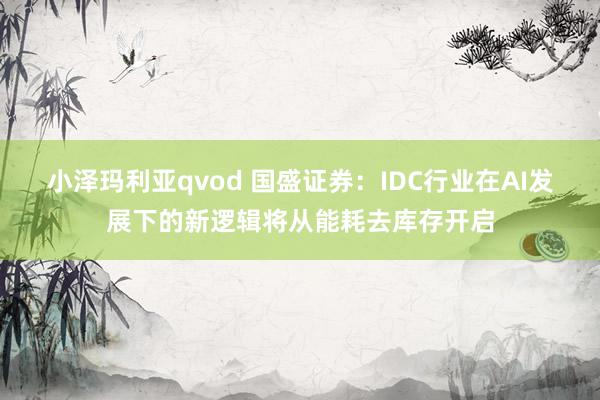 小泽玛利亚qvod 国盛证券：IDC行业在AI发展下的新逻辑将从能耗去库存开启
