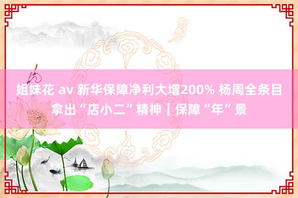 姐妹花 av 新华保障净利大增200% 杨周全条目拿出“店小二”精神｜保障“年”景
