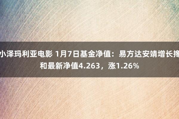 小泽玛利亚电影 1月7日基金净值：易方达安靖增长搀和最新净值4.263，涨1.26%