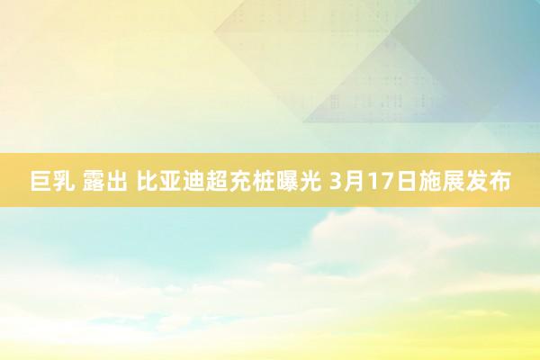 巨乳 露出 比亚迪超充桩曝光 3月17日施展发布