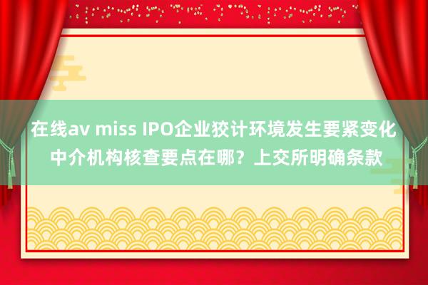 在线av miss IPO企业狡计环境发生要紧变化 中介机构核查要点在哪？上交所明确条款