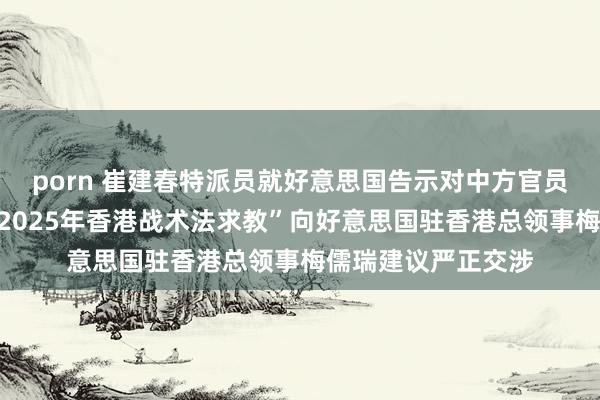 porn 崔建春特派员就好意思国告示对中方官员实行制裁和发布“2025年香港战术法求教”向好意思国驻香港总领事梅儒瑞建议严正交涉