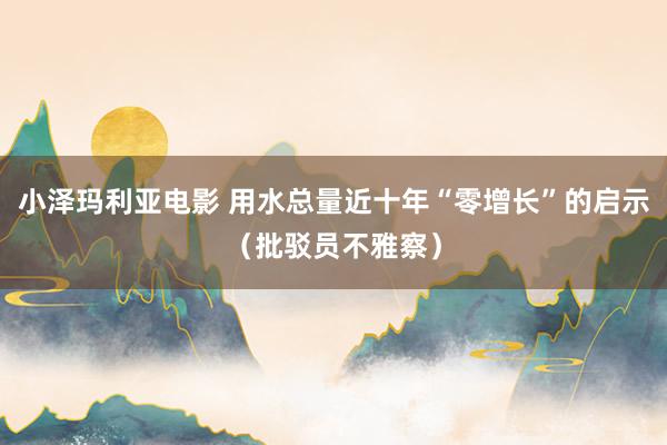 小泽玛利亚电影 用水总量近十年“零增长”的启示（批驳员不雅察）