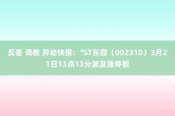 反差 调教 异动快报：*ST东园（002310）3月21日13点13分波及涨停板
