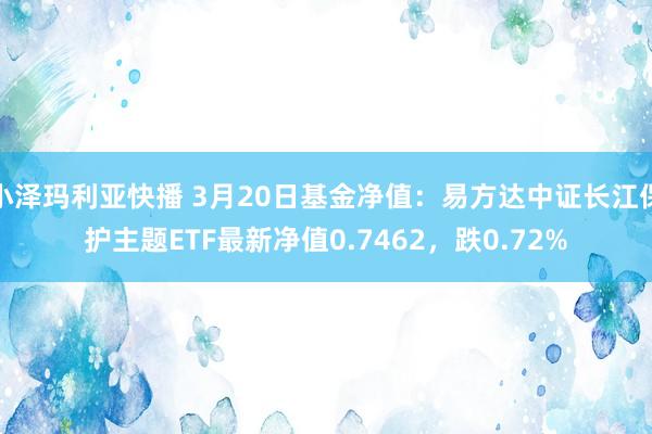 小泽玛利亚快播 3月20日基金净值：易方达中证长江保护主题ETF最新净值0.7462，跌0.72%