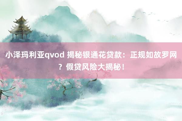 小泽玛利亚qvod 揭秘银通花贷款：正规如故罗网？假贷风险大揭秘！