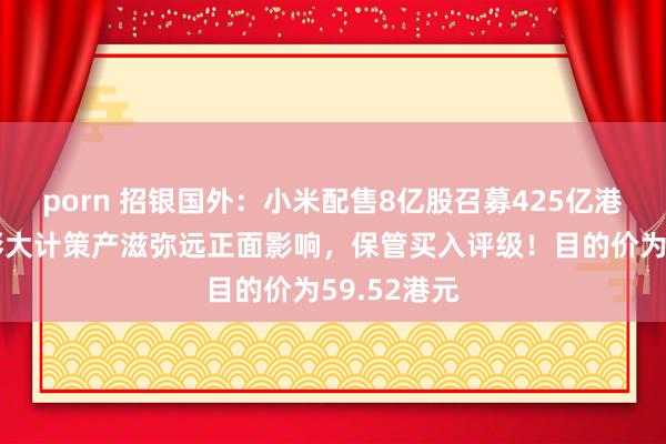 porn 招银国外：小米配售8亿股召募425亿港元对内行膨大计策产滋弥远正面影响，保管买入评级！目的价为59.52港元