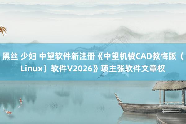 黑丝 少妇 中望软件新注册《中望机械CAD教悔版（Linux）软件V2026》项主张软件文章权