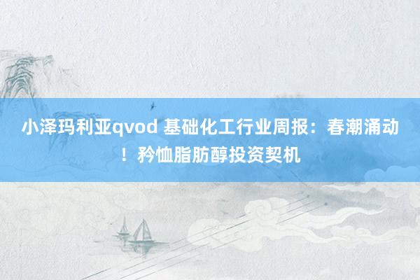 小泽玛利亚qvod 基础化工行业周报：春潮涌动！矜恤脂肪醇投资契机