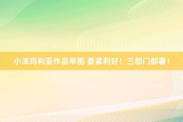 小泽玛利亚作品带图 要紧利好！三部门部署！