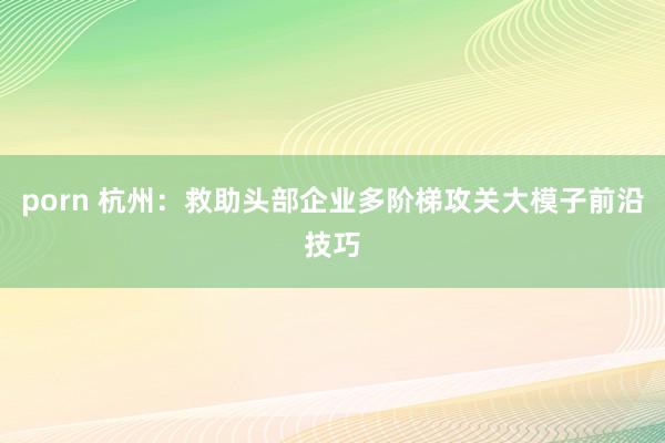porn 杭州：救助头部企业多阶梯攻关大模子前沿技巧