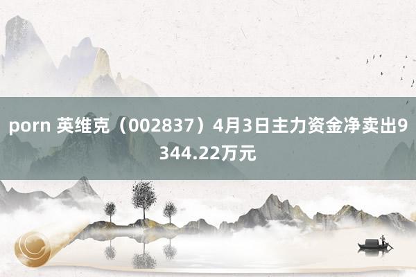 porn 英维克（002837）4月3日主力资金净卖出9344.22万元