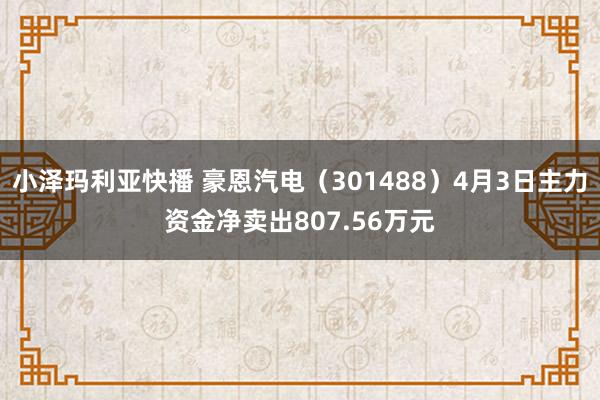 小泽玛利亚快播 豪恩汽电（301488）4月3日主力资金净卖出807.56万元