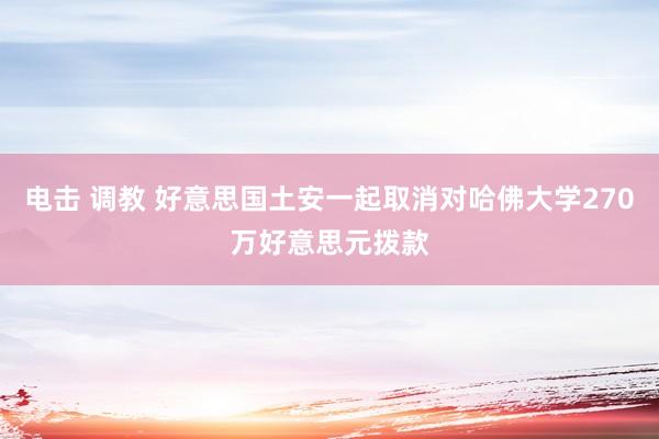 电击 调教 好意思国土安一起取消对哈佛大学270万好意思元拨款