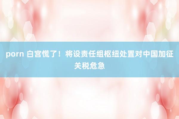 porn 白宫慌了！将设责任组枢纽处置对中国加征关税危急