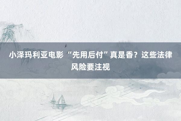 小泽玛利亚电影 “先用后付”真是香？这些法律风险要注视
