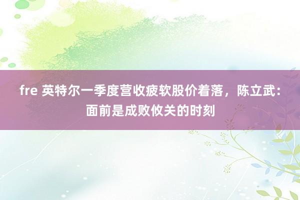 fre 英特尔一季度营收疲软股价着落，陈立武：面前是成败攸关的时刻